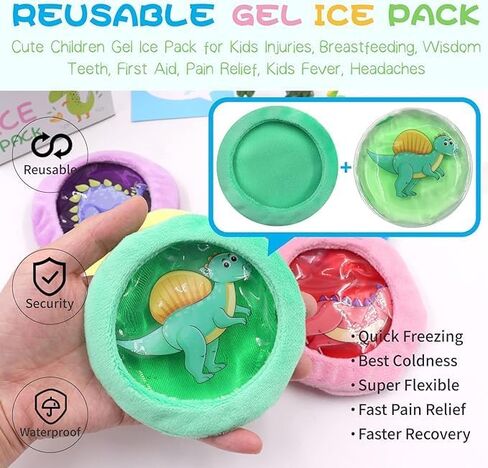 5 Round Kids Hot Cold Pack, Ice Pack Boo Boo Round Designed Children Gel Bead Wrap | Pain Relief for Kids Boo Boos, Fever, Wisdom Teeth, Tired Eyes, Headaches, Swelling, Bruises(3.7 * 3.7in) in Saudi Arabia