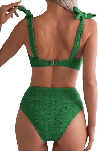 SOLY HUX Women's Bikini Sets Two Piece Swimsuit High Waisted Bottom Tie Shoulder Cheeky Bathing Suit in Saudi Arabia