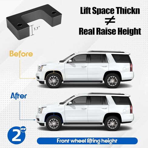 طقم رفع التسوية الأمامية مقاس 2 بوصة متوافق مع 2007-2024 Chevy Silverado GMC Sierra 1500 2WD 4WD، فواصل تبختر 2 بوصة متوافقة مع Chevy Avalanche Suburban Tahoe GMC Yukon XL 1500 in Kuwait