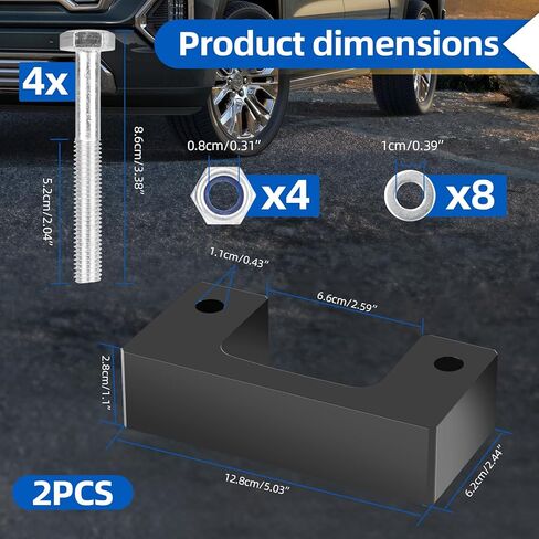 طقم رفع التسوية الأمامية مقاس 2 بوصة متوافق مع 2007-2024 Chevy Silverado GMC Sierra 1500 2WD 4WD، فواصل تبختر 2 بوصة متوافقة مع Chevy Avalanche Suburban Tahoe GMC Yukon XL 1500 in Kuwait