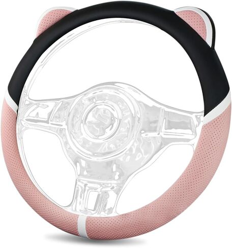 الوردي لطيف القط السيارات غطاء عجلة القيادة سيارة للنساء الفتيات ، غامض عجلة القيادة يغطي للنساء ، العالمي 38 سنتيمتر اكسسوارات السيارات in Kuwait