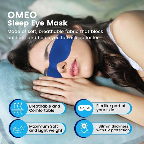 قناع نوم، قناع عين ناعم ومريح للنوم، أساسي للسفر، قناع نوم يحجب الضوء، غطاء عيون ليلي رفيع للغاية، أغطية عين للاستعمال مرة واحدة للنوم، كبير، أزرق in Kuwait