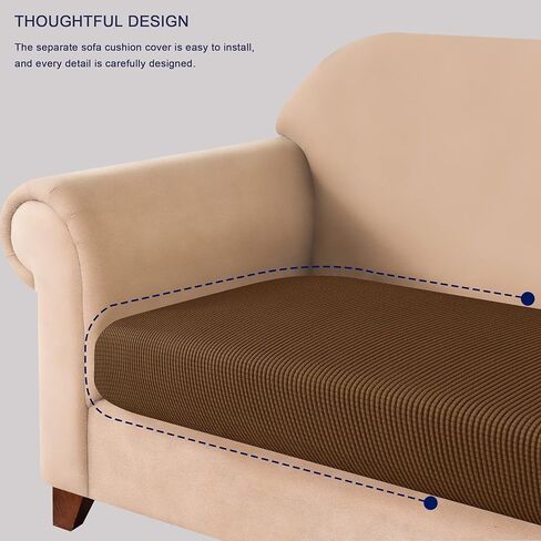 غطاء وسادة قابل للتمدد من SUBRTEX، غطاء أريكة ناعم لمقعد الأريكة، غطاء أريكة من الألياف اللدنة، مناسب لاستبدال مقاعد 1-2-3 لحامي الأثاث (قهوة، صغير) in Kuwait