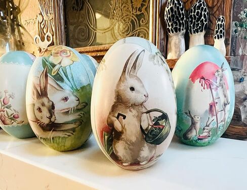 Vintage Tin Easter Eggs, Set of 10 Fillable, Reusable Metal Egg Tins by Bärli in Saudi Arabia