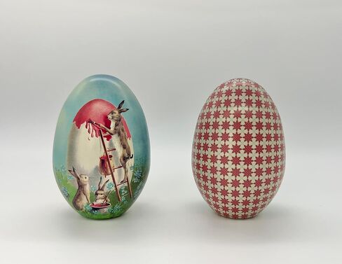 Vintage Tin Easter Eggs, Set of 10 Fillable, Reusable Metal Egg Tins by Bärli in Saudi Arabia