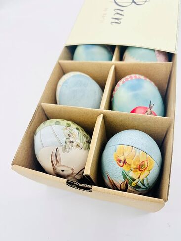 Vintage Tin Easter Eggs, Set of 10 Fillable, Reusable Metal Egg Tins by Bärli in Saudi Arabia