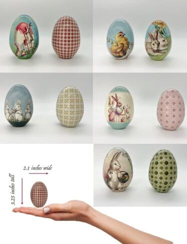 Vintage Tin Easter Eggs, Set of 10 Fillable, Reusable Metal Egg Tins by Bärli in Saudi Arabia