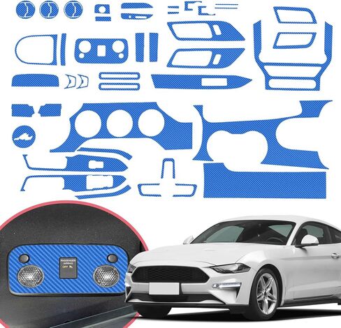 YAMUDA Compatible with 48PCS Decorative Interior Protection Carbon Fiber Sticker for Ford Mustang 2015 2016 2017 2018 2019 2020 (Black) in Saudi Arabia