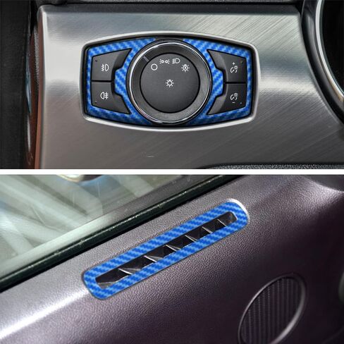 YAMUDA Compatible with 48PCS Decorative Interior Protection Carbon Fiber Sticker for Ford Mustang 2015 2016 2017 2018 2019 2020 (Black) in Saudi Arabia