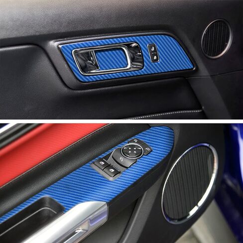 YAMUDA Compatible with 48PCS Decorative Interior Protection Carbon Fiber Sticker for Ford Mustang 2015 2016 2017 2018 2019 2020 (Black) in Saudi Arabia