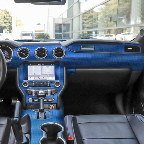 YAMUDA Compatible with 48PCS Decorative Interior Protection Carbon Fiber Sticker for Ford Mustang 2015 2016 2017 2018 2019 2020 (Black) in Saudi Arabia