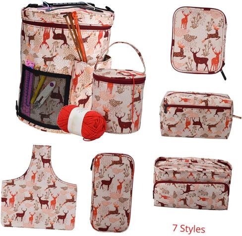 STOBOK Oxford Cloth Storage Tote Crochet Bag Crochet Tools Container Knitting Needle Bag Crochet Shoulder Bag Knitting Needles Case Yarn Storage Bag Round Shoulder Bags Travel in Saudi Arabia