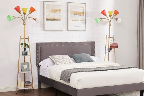 LED Floor Lamp, Medusa Multi Head Modern Standing Lamps with Shelves, Adjustable Gooseneck Bedside Lamps for Living Room, Bedroom & Office,5 White & 5 Colored Interchangeable Shades in Saudi Arabia