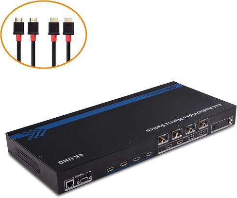 كابل مهم 4K 60 هرتز HDMI Matrix Switch 4 في 4 خارج مع RS-232 وTCP/IP تكوين الوصول عن بعد - يدعم 18 جيجابت في الثانية HDMI 2.0، النطاق الديناميكي العالي HDR، HDCP 2.2، 24 بت RGB، YCBCR 4:4:4 in Saudi Arabia