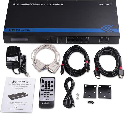 كابل مهم 4K 60 هرتز HDMI Matrix Switch 4 في 4 خارج مع RS-232 وTCP/IP تكوين الوصول عن بعد - يدعم 18 جيجابت في الثانية HDMI 2.0، النطاق الديناميكي العالي HDR، HDCP 2.2، 24 بت RGB، YCBCR 4:4:4 in Saudi Arabia