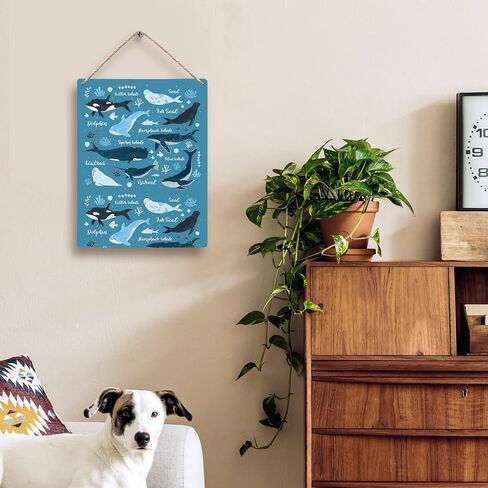 Blue Ocean Animals Whale Knowledge Hanging Wooden Signs 8x10, Ocean Nursery Decor, Ocean Wall Decor, Whale Decor, Ocean Room Decor, Ocean Themed Bedroom Decor, Playroom Wall Decor in Saudi Arabia