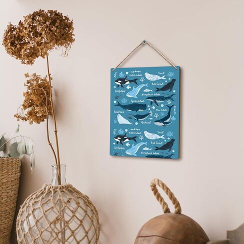 Blue Ocean Animals Whale Knowledge Hanging Wooden Signs 8x10, Ocean Nursery Decor, Ocean Wall Decor, Whale Decor, Ocean Room Decor, Ocean Themed Bedroom Decor, Playroom Wall Decor in Saudi Arabia