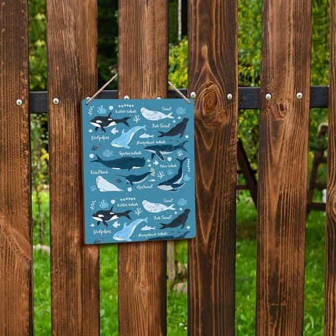 Blue Ocean Animals Whale Knowledge Hanging Wooden Signs 8x10, Ocean Nursery Decor, Ocean Wall Decor, Whale Decor, Ocean Room Decor, Ocean Themed Bedroom Decor, Playroom Wall Decor in Saudi Arabia