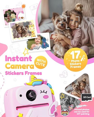 Kids Camera Instant Print, 1080P HD Digital Video Cameras for Kids with Print Paper & SD Card, Christmas Birthday Gifts for Girls Boys, Portable Dinosaur Toys for 3-10 Year Old Girls Boys- Blue in Saudi Arabia