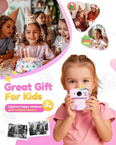 Kids Camera Instant Print, 1080P HD Digital Video Cameras for Kids with Print Paper & SD Card, Christmas Birthday Gifts for Girls Boys, Portable Dinosaur Toys for 3-10 Year Old Girls Boys- Blue in Saudi Arabia