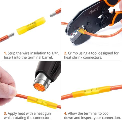 Wirefy 180 PCS Heat Shrink Butt Connectors Kit - Marine Grade Wire Butt Splice Connectors - Electrical, Waterproof - 22-10 AWG | Heat Shrink Wire Connectors Kit | Wire Connectors Heat Shrink in Saudi Arabia