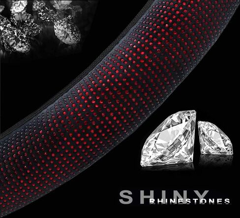 غطاء عجلة القيادة المخملي الماسي للسيارة مع أحجار الراين الكريستالية اللامعة، غطاء عجلة قيادة عالمي قابل للتمدد للنساء، ديكور داخلي للسيارة متألق يناسب 15 بوصة in Kuwait