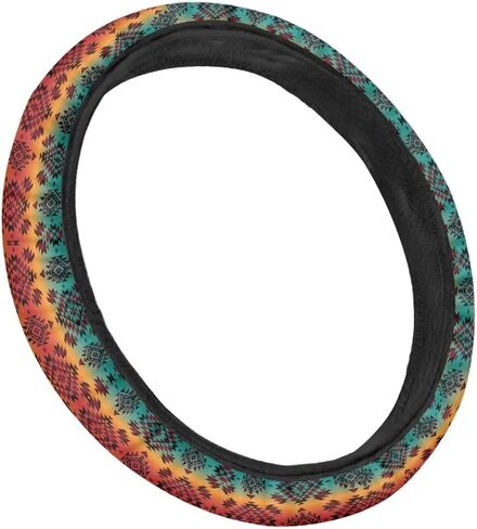 Red Aztec Steering Wheel Cover Native Indian Auto Interior Universal Car Accessories Neoprene Anti-Slip Car Steering Wheel Cover in Saudi Arabia