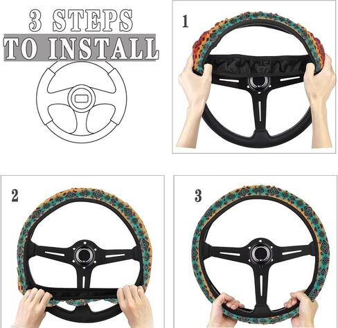 Red Aztec Steering Wheel Cover Native Indian Auto Interior Universal Car Accessories Neoprene Anti-Slip Car Steering Wheel Cover in Saudi Arabia