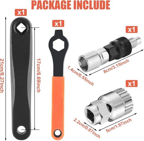 Chumia 4 Pcs Bike Crank Removal Tool Including 1 Pc Bike Crank Extractor 1 Pc Bottom Bracket Remover 1 Pc 16mm Spanner 1 Pc Crank Arm Left Bike Repair Tool Kit for MTB Mountain Bike Road Bike in Saudi Arabia