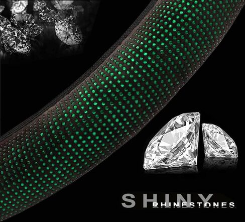 Car Diamond Velvet Steering Wheel Cover with Bling Crystal Rhinestones, Universal Stretchy Steering Wheel Cover for Women, Sparkling Car Accessories Fit 15 Inch in Saudi Arabia