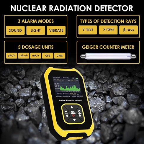 كاشف الإشعاع النووي عداد جيجر، مقياس جرعات الإشعاع المحمول مع شاشة LCD ملونة، 3 أنواع إنذار وأشعة بيتا جاما السينية، 5 وحدات جرعة مبدلة، مقياس إشعاع قابل لإعادة الشحن، عداد جيجر in Kuwait