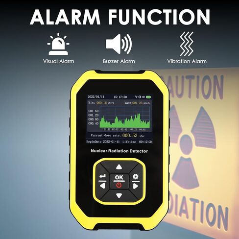 كاشف الإشعاع النووي عداد جيجر، مقياس جرعات الإشعاع المحمول مع شاشة LCD ملونة، 3 أنواع إنذار وأشعة بيتا جاما السينية، 5 وحدات جرعة مبدلة، مقياس إشعاع قابل لإعادة الشحن، عداد جيجر in Kuwait