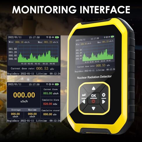كاشف الإشعاع النووي عداد جيجر، مقياس جرعات الإشعاع المحمول مع شاشة LCD ملونة، 3 أنواع إنذار وأشعة بيتا جاما السينية، 5 وحدات جرعة مبدلة، مقياس إشعاع قابل لإعادة الشحن، عداد جيجر in Kuwait