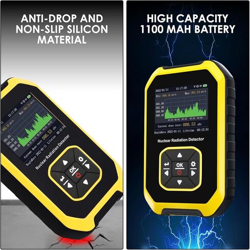 كاشف الإشعاع النووي عداد جيجر، مقياس جرعات الإشعاع المحمول مع شاشة LCD ملونة، 3 أنواع إنذار وأشعة بيتا جاما السينية، 5 وحدات جرعة مبدلة، مقياس إشعاع قابل لإعادة الشحن، عداد جيجر in Kuwait