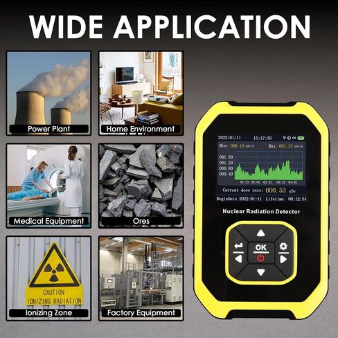 كاشف الإشعاع النووي عداد جيجر، مقياس جرعات الإشعاع المحمول مع شاشة LCD ملونة، 3 أنواع إنذار وأشعة بيتا جاما السينية، 5 وحدات جرعة مبدلة، مقياس إشعاع قابل لإعادة الشحن، عداد جيجر in Kuwait