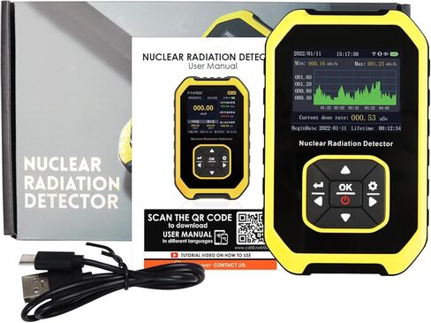 كاشف الإشعاع النووي عداد جيجر، مقياس جرعات الإشعاع المحمول مع شاشة LCD ملونة، 3 أنواع إنذار وأشعة بيتا جاما السينية، 5 وحدات جرعة مبدلة، مقياس إشعاع قابل لإعادة الشحن، عداد جيجر in Kuwait