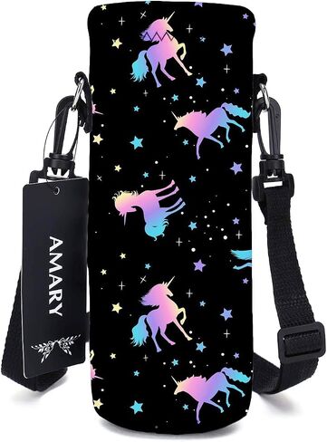 AMARY 1000ML Neoprene Water Bottle Carrier Bag with Adjustable Shoulder Strap,Insulated Water Bottle Cover for Stainless Steel/Glass/Plastic Bottles 34OZ (Birds) in Saudi Arabia