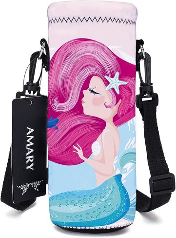 AMARY 1000ML Neoprene Water Bottle Carrier Bag with Adjustable Shoulder Strap,Insulated Water Bottle Cover for Stainless Steel/Glass/Plastic Bottles 34OZ (Birds) in Saudi Arabia