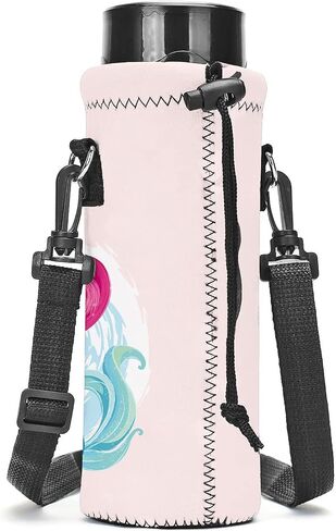 AMARY 1000ML Neoprene Water Bottle Carrier Bag with Adjustable Shoulder Strap,Insulated Water Bottle Cover for Stainless Steel/Glass/Plastic Bottles 34OZ (Birds) in Saudi Arabia