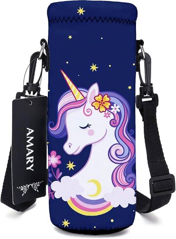 AMARY 1000ML Neoprene Water Bottle Carrier Bag with Adjustable Shoulder Strap,Insulated Water Bottle Cover for Stainless Steel/Glass/Plastic Bottles 34OZ (Birds) in Saudi Arabia