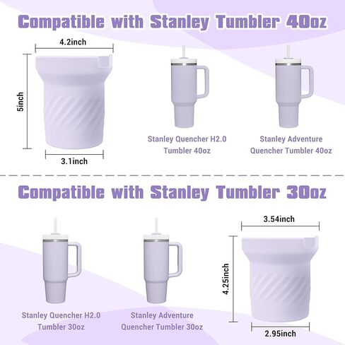 حذاء طويل من السيليكون اللامع لإكسسوارات كأس ستانلي 30/40 أونصة، غطاء للأكمام لكأس ستانلي كوينشر H2.0 40 أونصة و30 أونصة مع مقبض، قاعدة زجاجة مياه واقية للكوب in Kuwait