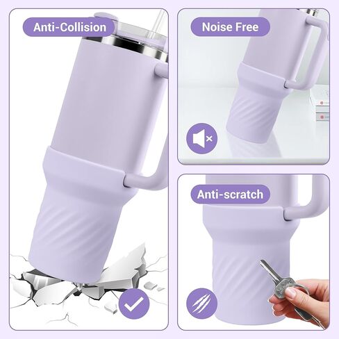 حذاء طويل من السيليكون اللامع لإكسسوارات كأس ستانلي 30/40 أونصة، غطاء للأكمام لكأس ستانلي كوينشر H2.0 40 أونصة و30 أونصة مع مقبض، قاعدة زجاجة مياه واقية للكوب in Kuwait