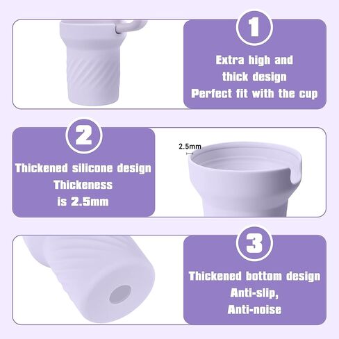 حذاء طويل من السيليكون اللامع لإكسسوارات كأس ستانلي 30/40 أونصة، غطاء للأكمام لكأس ستانلي كوينشر H2.0 40 أونصة و30 أونصة مع مقبض، قاعدة زجاجة مياه واقية للكوب in Kuwait