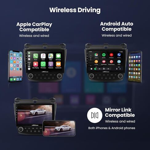 [Upgrade] maXpeedingrods Car Stereo Radio for Honda Accord 7th 2003 2004 2005 2006 2007 with Wireless Apple CarPlay Android Auto, 10.1 inch Touch Screen Head Unit, Android 12, Mirrorlink, Bluetooth in Saudi Arabia
