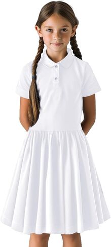 HILEELANG Little Girl Uniform Polo Dress Short-Sleeve Cotton Polo Dress in Saudi Arabia