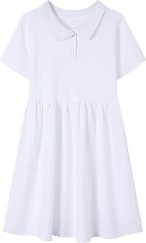 HILEELANG Little Girl Uniform Polo Dress Short-Sleeve Cotton Polo Dress in Saudi Arabia