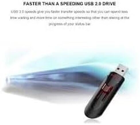 Sandisk Cruzer Glide USB Flash Drive, 64 GB, Black/Red (SDCZ60-064G-A46) in Saudi Arabia