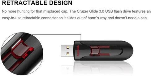 Sandisk Cruzer Glide USB Flash Drive, 64 GB, Black/Red (SDCZ60-064G-A46) in Saudi Arabia