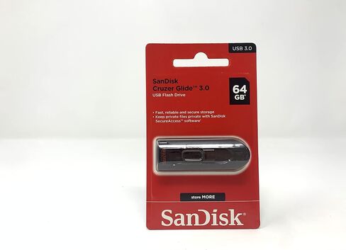Sandisk Cruzer Glide USB Flash Drive, 64 GB, Black/Red (SDCZ60-064G-A46) in Saudi Arabia