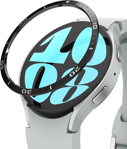 تصميم Ringke Bezel [إطار أنيق من الفولاذ المقاوم للصدأ] متوافق مع حافظة Samsung Galaxy Watch 6 (44 مم)، غطاء لاصق خفيف الوزن مضاد للخدش - 44-02 (ST) أسود in Kuwait